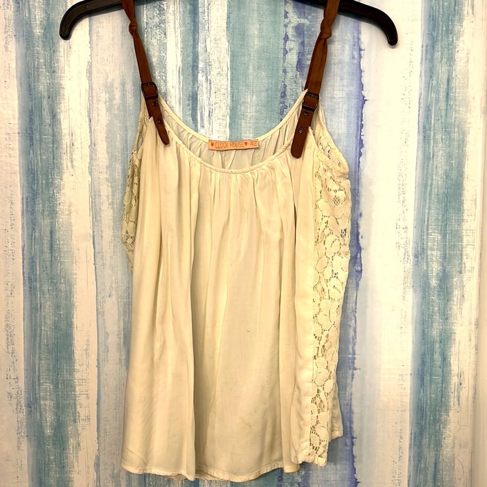 Beige blouse with strap buckle